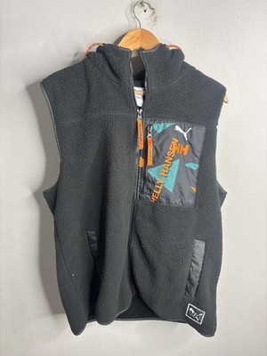 Puma X Helly Hansen Vest Mens Large Black Fleece Hooded Puffer Full Zip Outdoor