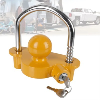 Anhängerschloss Gelb Robust, 50mm, Diebstahlsicherung, 2 Schlüssel Wegfahrsperre