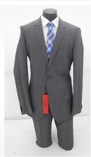 Hugo Boss Gray Mini Check Virgin Wool Slim Men's Suit 299.99 44L 38W
