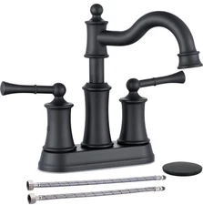 Roman Bathroom Sink Faucet Deck Mount or Wall Mount Installation Pop-up Drain...