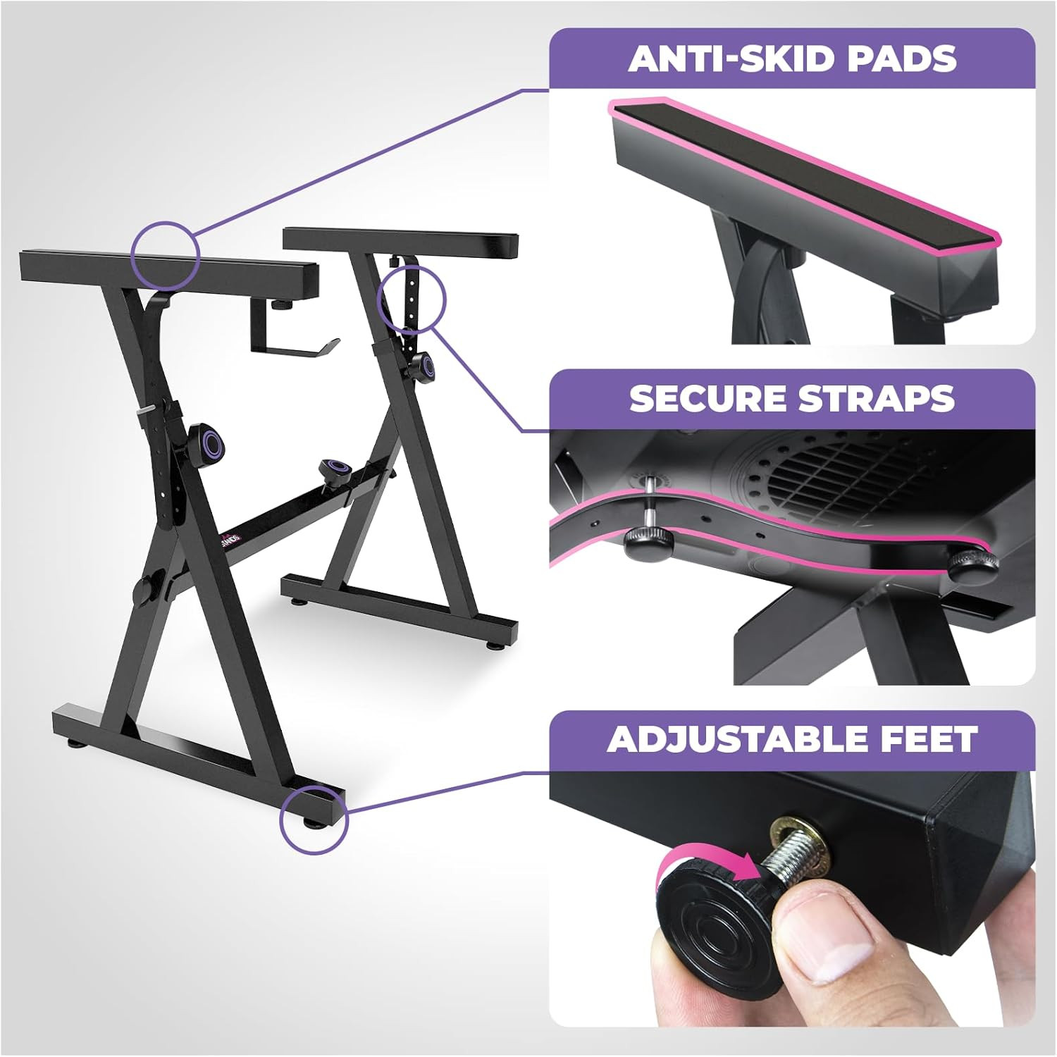 Liquid Stands Set Supporto Tastiera Pianoforte e Panca - Portatile Resistente Digitale P foto 4
