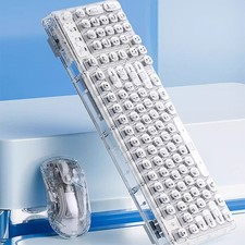 Gaming keyboard and mouse set, suitable for PC gamers white transparent set