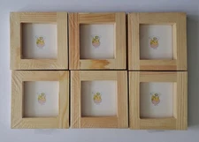 Mini Picture Frames - 4.9" x 4.9"  Lot of 6 Wood