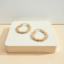 Gold Twisted Hoop Earrings 18K Gold Plated Stainless Steel Diameter 30mm
