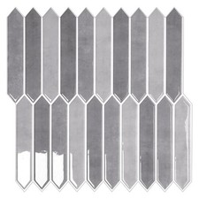 10-Sheet Peel and Stick Backsplash Tile, Self-Adhesive Gray Long Hexagon Wall...