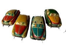 Vintage Tin Toy Cars Litho 1950  s Postwar Metal Japan LOT of 4