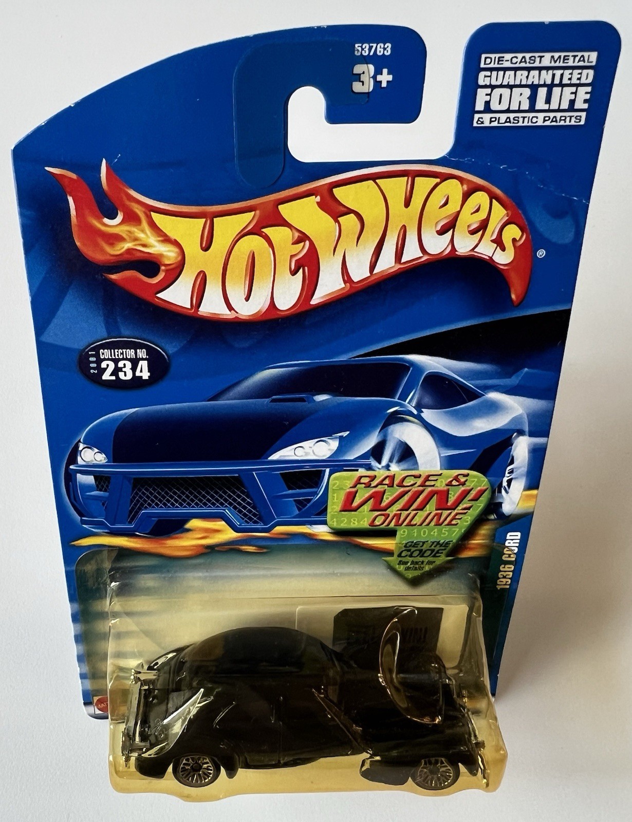 Hot Wheels - 1936 Cord Collector - Mattel - #234 Black - 2001 - NEW in package