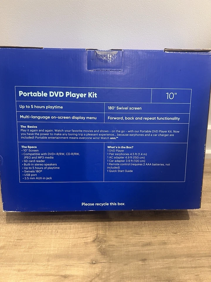 ONN Portable DVD/Media Player Kit 10in Screen That Swivels New Open Box - Image 3 of 4