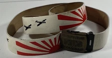 VINTAGE WWII LEATHER BELT JAPAN RISING SUN + AIRCRAFT & JEANS F.U.'S BELT BUCKLE