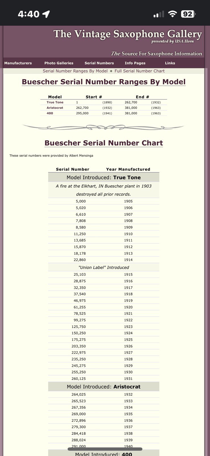Buescher True Tone SaxophoneLow Pitch w/Original McGregory Mouthpiece