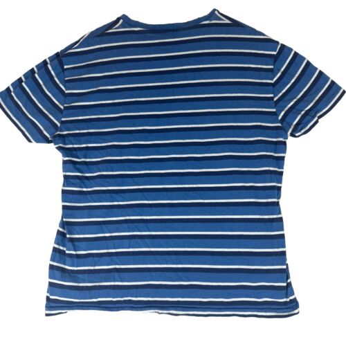 Polo Ralph Lauren Crew Neck Logo T-Shirt Blue Striped With Red Pony Mens Size M - Picture 2 of 9