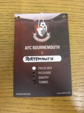 09/02/2013 Ticket: Bournemouth v Portsmouth [Press Box Pass] (Creased/Folded). T