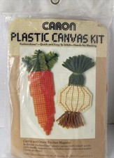 Vintage Caron Fashionease Kit Plastic Canvas Vegetables Magnet Carrot Onion 4121