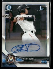 2018 Bowman Chrome #BCPA-CT Chris Torres 1st Auto Marlins