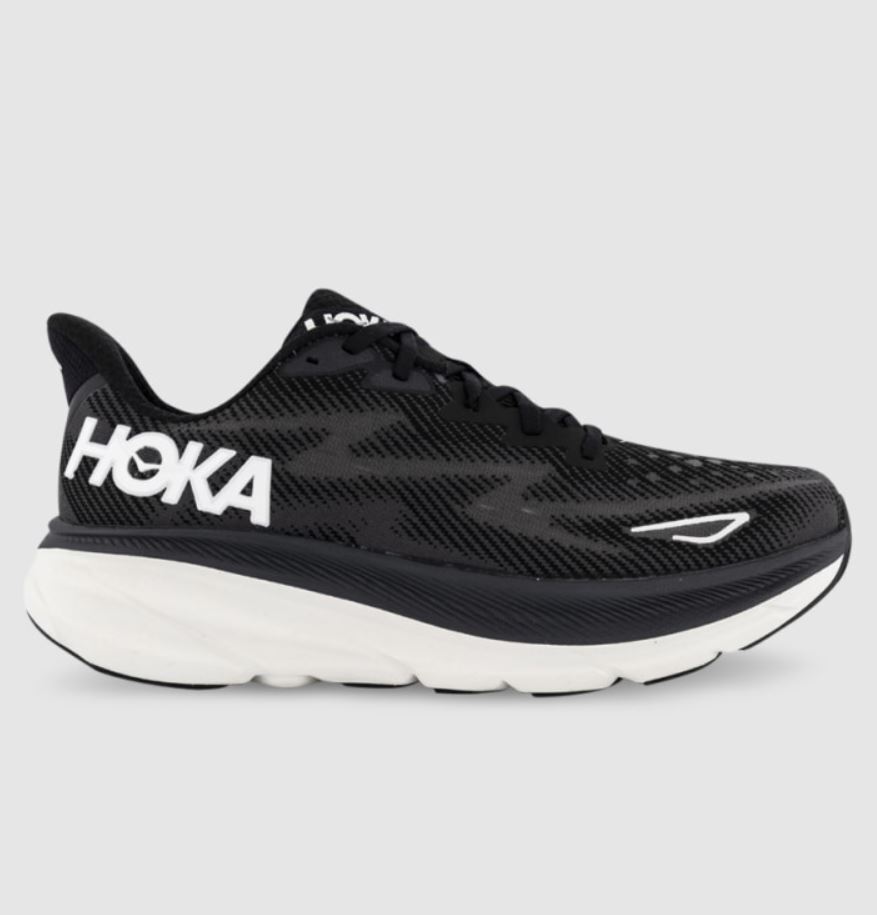 Hoka Clifton 9 Men\'s 13 Wide 2E Runners  Black & White Neutral, Meta Rocker Used Hoka Mens Clifton 9 (Wide) Running Shoes Black/White  main image 3