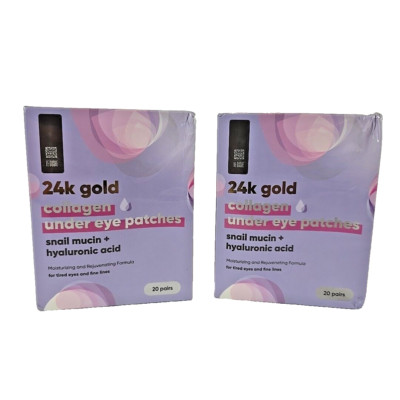 Le Gushe 24k Gold Collagen Under Eye Patches (20 Pairs ea) - LOT OF 2 BOXES