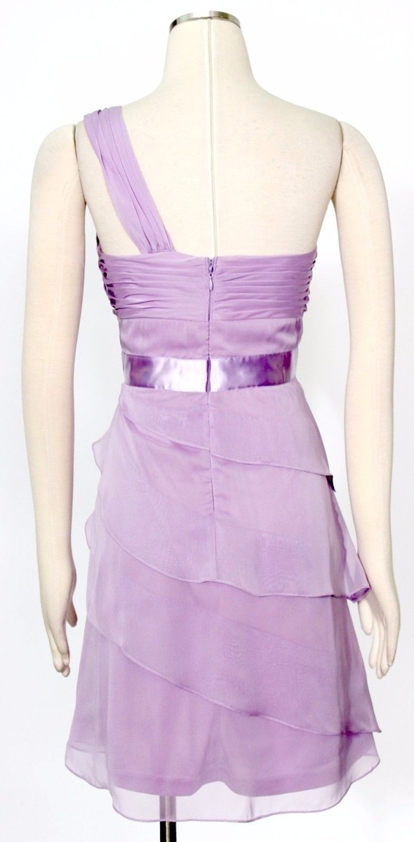 strapless open back dress Light Purple One Shoulder Foil Draped Popover Gown main image 0