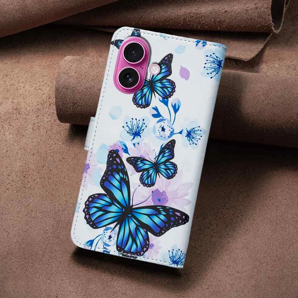 For iPhone 16 16e 15 14 13 12 11 SE 7 8 Magnetic Wallet Case Flip Leather Cover - Image 4 of 4