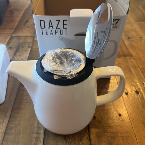 - Daze Ceramic Teapot in White - 27-ounce 2-3 cups - Small Stylish Ceramic Te... - Picture 5 of 5