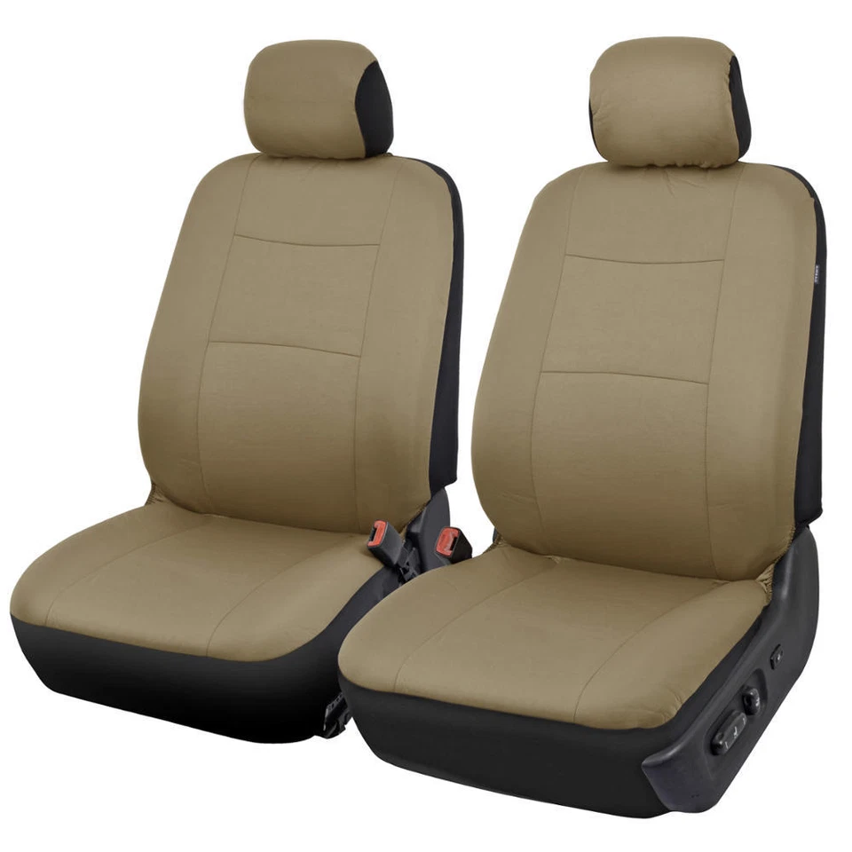 Fundas de asiento de auto beige tostado para sedán camioneta SUV banco dividido opción 5 reposacabezas Foto 2 de 4