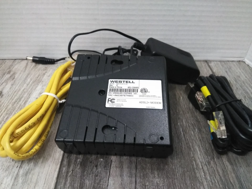 WESTELL G90-610015-20 ADSL2+ MODEM ( W/POWER CORD & CABLES) - Image 3 of 4