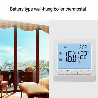 Battery Programmable Room Gas Boiler Thermostat Digital Heating Controller LCD