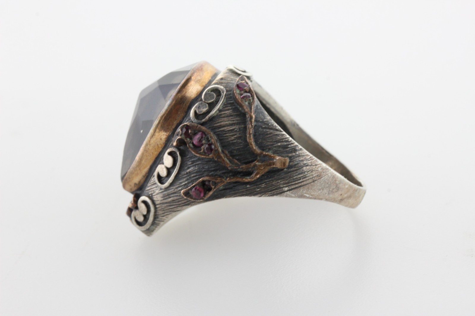 DGS 925 Turkey Sterling Silver 925 Copper Pear Smoky Quartz Ruby Ring Size 11 eBay