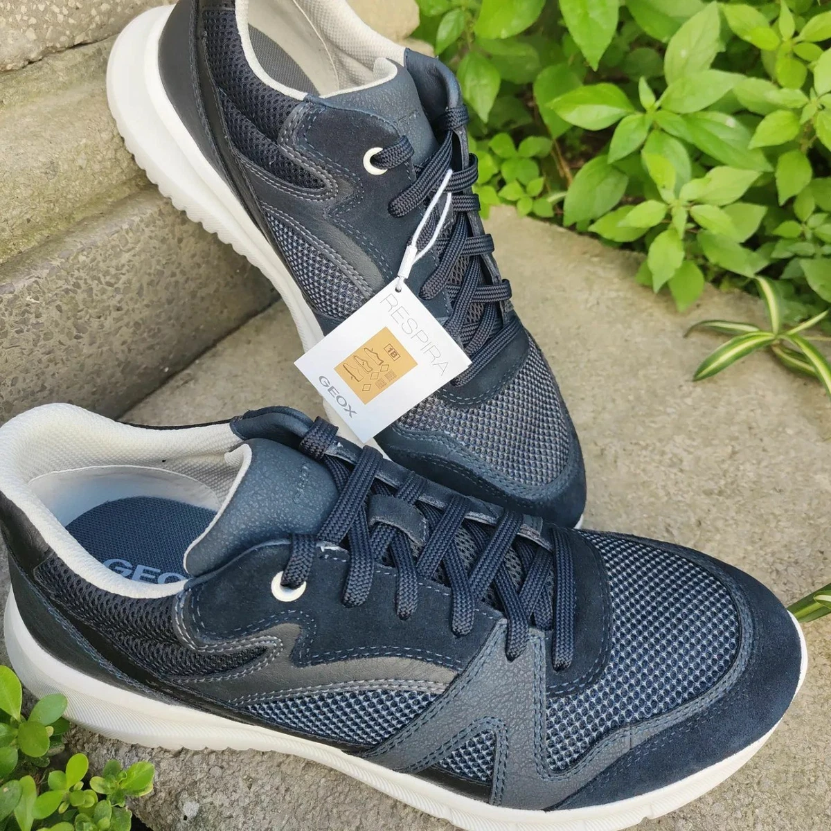 SCARPE UOMO sneakers GEOX LA SCARPE CHE RESPIRA GRIGIO BLU eBay