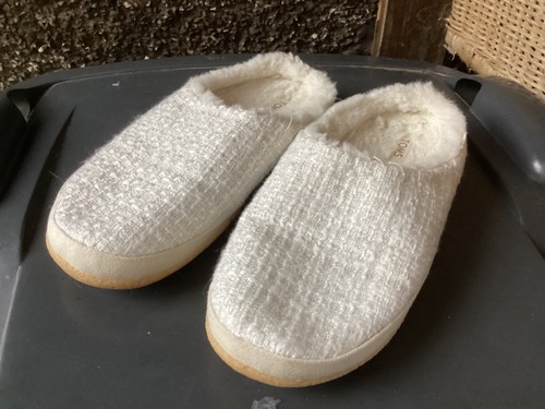 Toms Ivy White Sparkle Tweed Hausschuhe - Größe UK 3 - EU 36 - Neu ungetragen