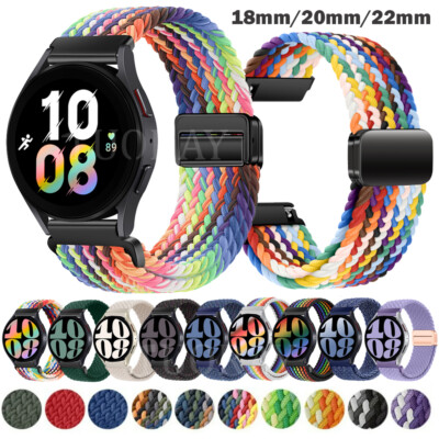 18mm 20mm 22mm Braided Nylon Loop Magnetic Wrist Watch Band Quick Release Strap