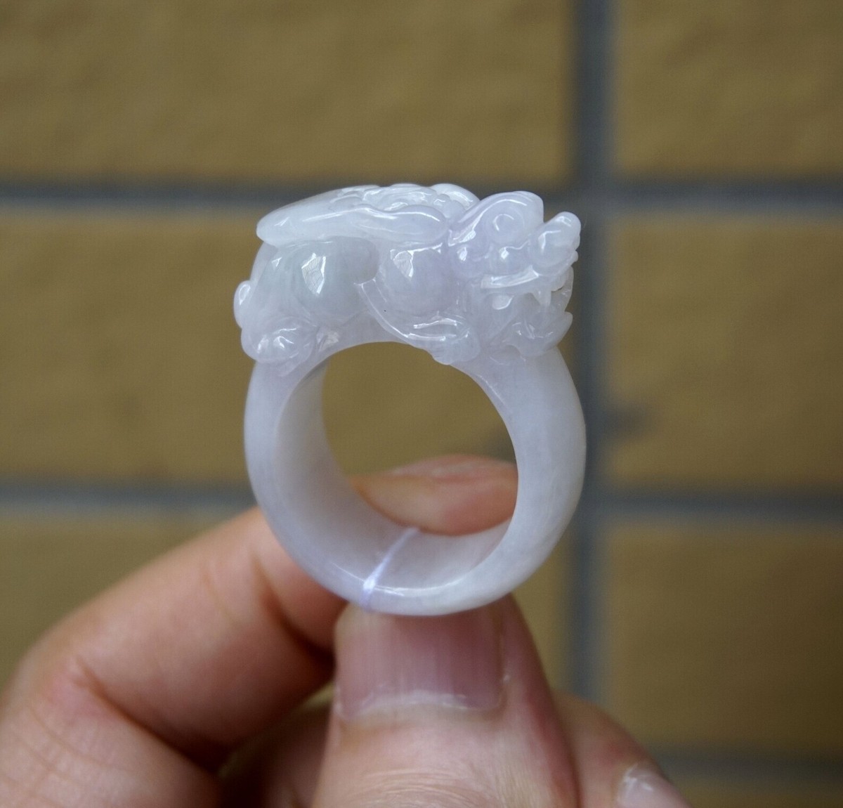 US 11 Certified Grade ANatural Jade jadeite Fei cui 翡翠 Ring Pi 