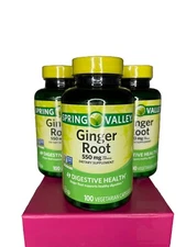 Spring Valley Ginger Root Capsules 550 mg 100-Count, Pack of 3 Digestive Health