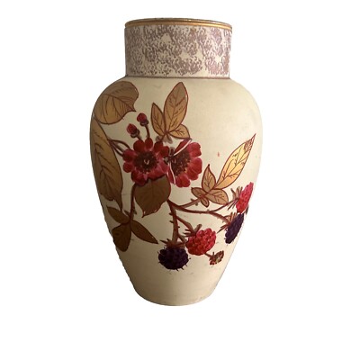 Antique English Creamware Hand Painted Pink Magnolias Gold Trim Urn Style Vase
