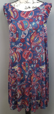 LOFT Shift Dress Womens Petite Medium Multi Paisley Sleeveless Criss Cross Back