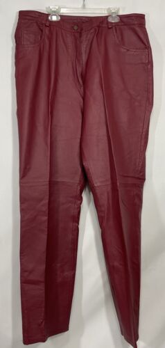 Metrostyle Pants 16 Tall Leather Dark Red 90s y2K Straight Leg Moto NEW