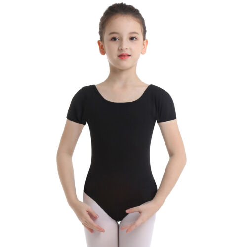 Kid Girl Leotard Ballet Dance Short Sleeves Tank Leotard Cami Gymnastic Bodysuit - Picture 8 of 88