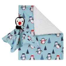 Penguin Security  Sherpa Blanket Gift Set, Blue, Baby Shower Gift, Nojo, B12 MP
