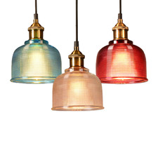 Vintage Retro Loft Style Glass Ceiling Wall Lamp Shade Pendant Light w FREE bulb