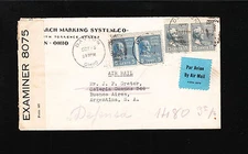 WWII Prexie Monarch Marking System Dayton 1941 Censor PC90 #8075 Argentina ö