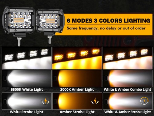 Auxbeam 4x Strobe Light 4" 120W LED Pods Light Bar Spot Flood Offroad Cars Light - Picture 3 of 12