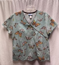 SB Scrubs Butterfly Pattern Multicolored Size Medium Scrub Top