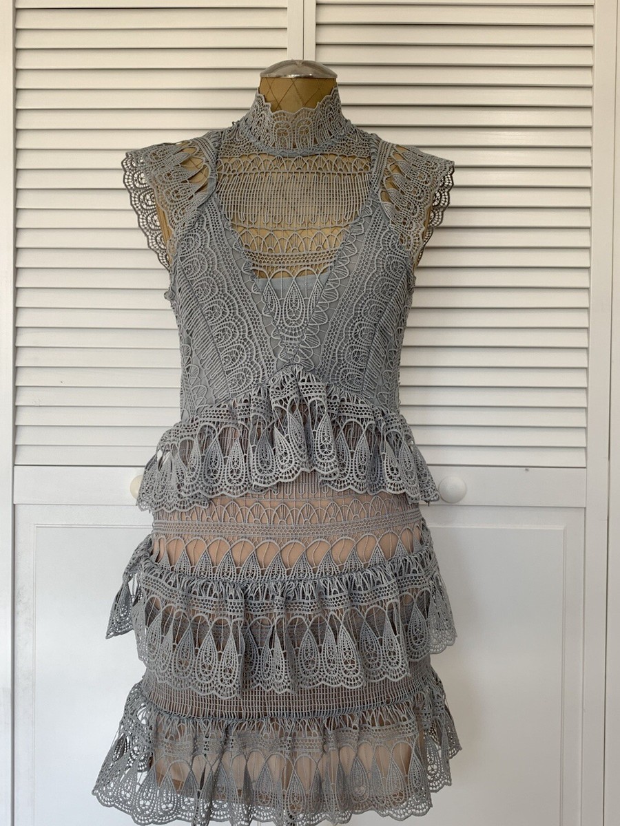 Aqua Brand Icy Blue Sleeveless Dress Floral Lace Juniors SZ Small Junior Lace ￼￼