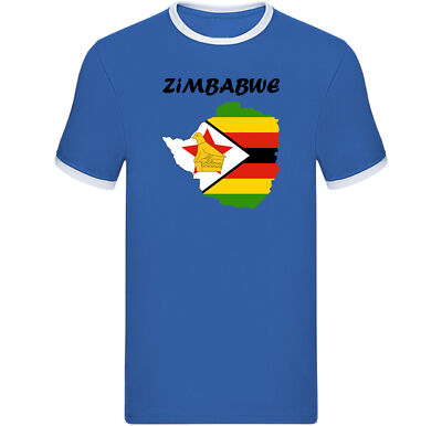 Simbabwe Flagge Karte Klingel T-Shirt, afrikanisches Erbe Ringer Tee, patriotisches Geschenk