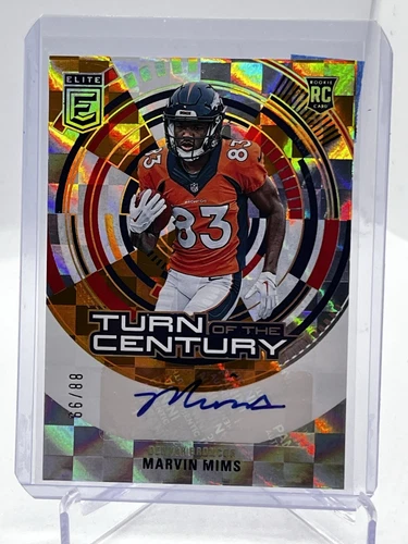 2023 Panini Donruss Elite Turn of the Century Autographs Marvin Mims #TC-19 Orange /99 Rookie Card (AU, RC)
