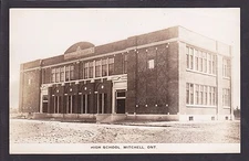 Circa 1915 - 1930 Real Photo RPPC Postcard High School MITCHELL Ontario Canada