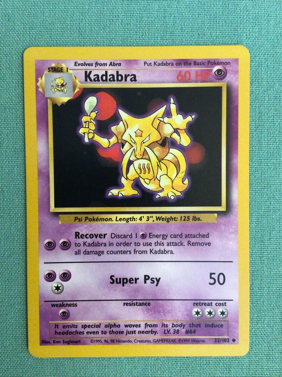 POKEMON カド Kadabra 32/102 -Pokemon Card -Base Set (1999) -Wizards of the