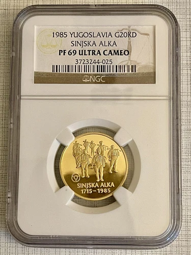 Yugoslavia 1985 Sinjska Alka 20,000 Dinara Gold NGC PF69 Ultra Cameo SKU#4915