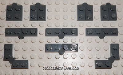 Lego 10x Platte Scharnier 1x2 / 1x2 neu-dunkelgrau #2429c01 NEUWARE