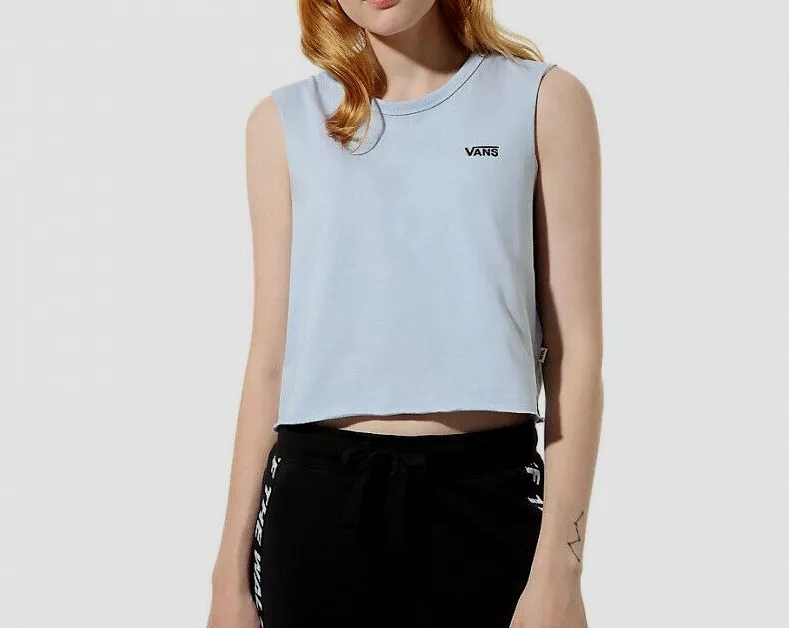 VANS Muscle Tank Top Women s Light Blue Crop NWT