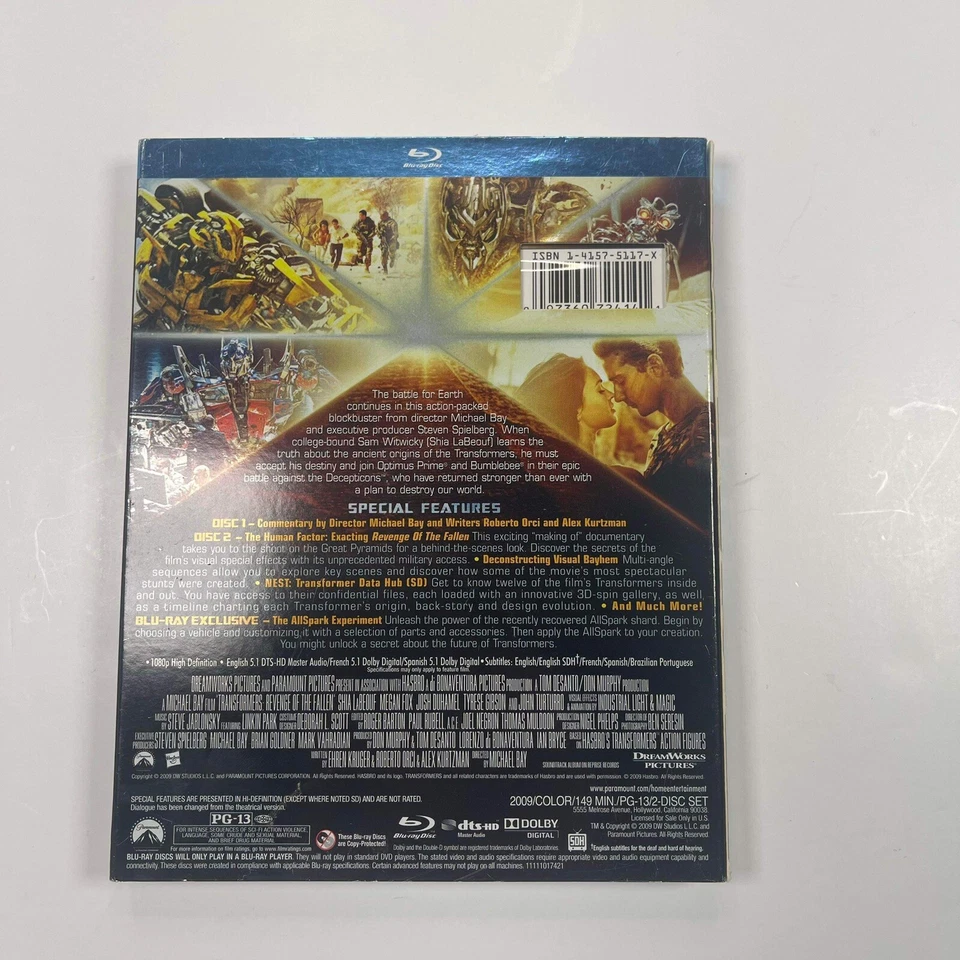NEW Sealed Transformers Revenge Of The Fallen Blu Ray 2 Disc Special Edition - Image 2 of 3